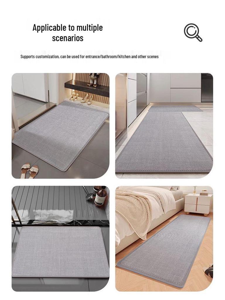 Linen Diatomaceous Earth Non-Slip Bath Mat: Strong Water Absorption, Anti-Fall Design for Bathroom and Washroom