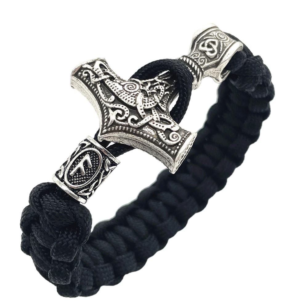 Nostalgia Thor Hammer Viking Bracelet Rune Charms Bead Jewelry For Women Men Norse Vikingo Bangle Dropship