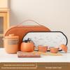 Portable Ceramic Travel Tea Set: Quick-Brew Pot & 4 Cups for Outdoor & Car Use, Simple Carry-Along Gift