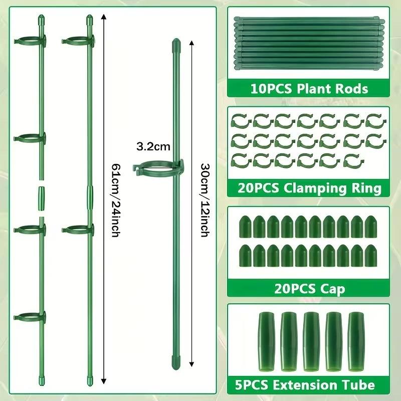 

Опоры для растений, опоры для стеблей комнатных цветов с зажимами, колпачками, удлинительными трубками 10Pcs