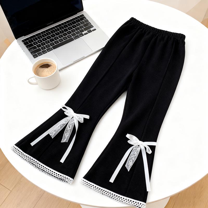 2025 Girls' Stylish Korean Micro-Flare Thick Long Pants for Autumn/Winter