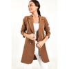 Women's Professional Blazer Coat Solid Color Casual Double Breasted Mid Length Blazers Suit Jacket