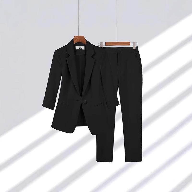 Elegant Women's Two Pieces Set Outfits Casual Long Sleeved Blazer and Pants Suit for Female Streetwear Spring and Autumn 2025