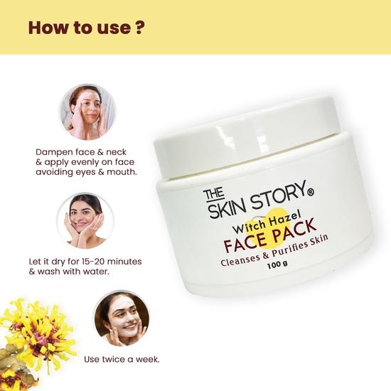 The Skin Story Re-Mineralizing Witch Hazel Face Pack | Deep Cleansing, Blackhead Remov| Suitable for Oily Skin | Paraben Free 100g