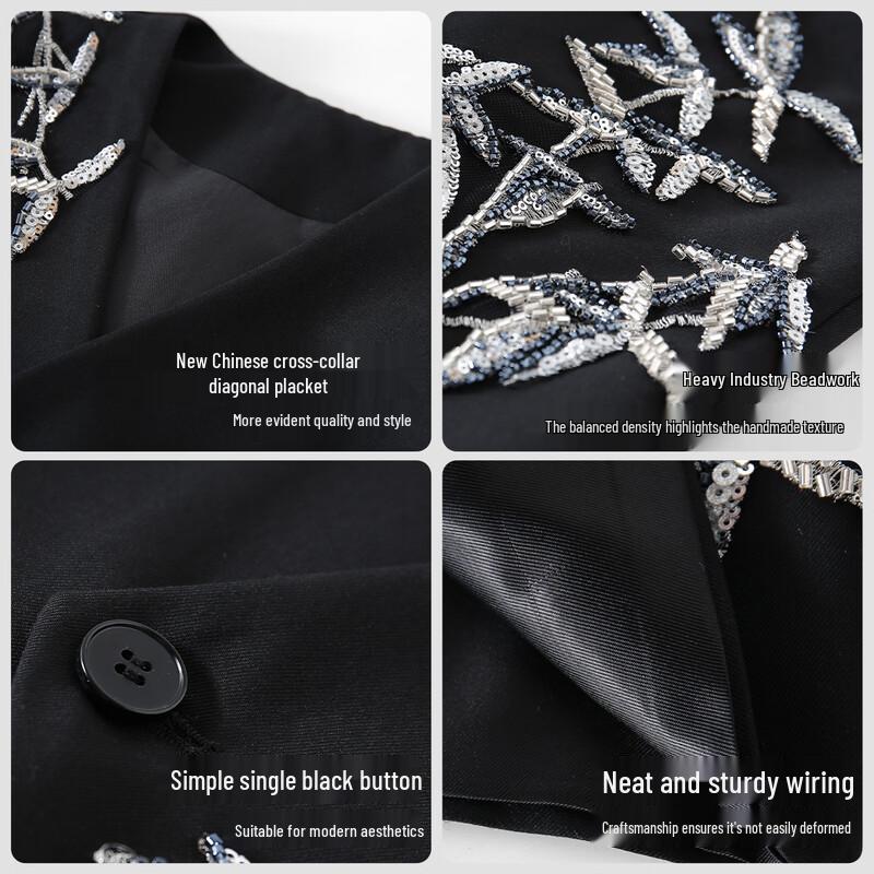 Romons Boy's Chinese Style Embroidered Vest Suit