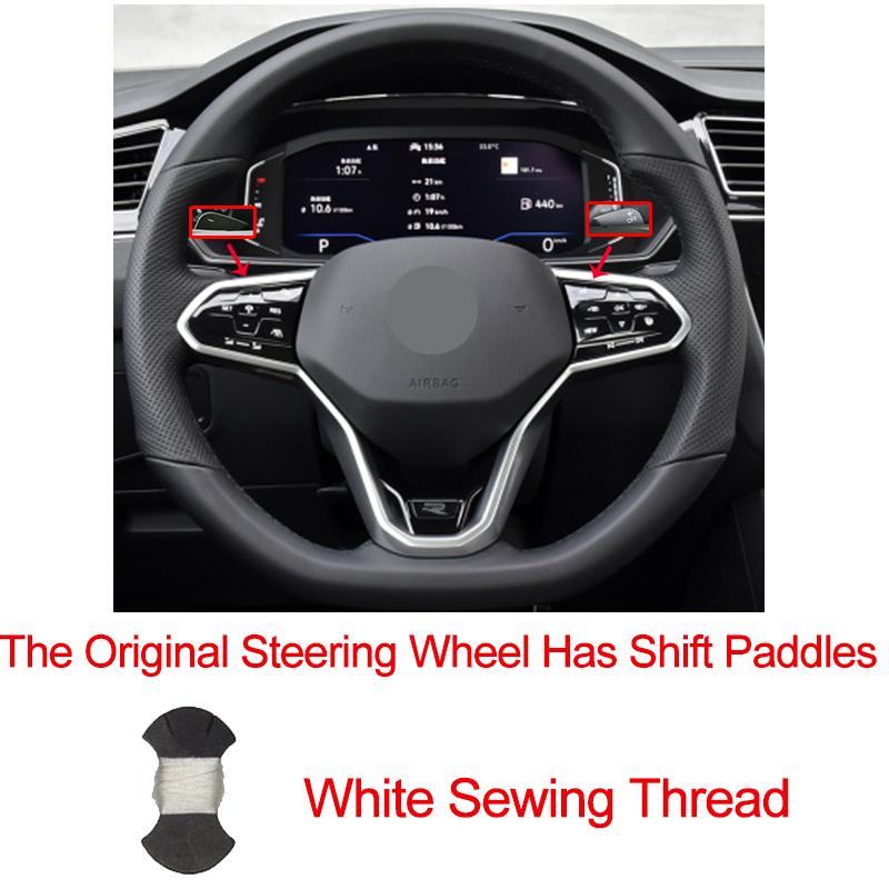 

Hand Sew Car Steering Wheel Cover For Volkswagen VW Golf 8 MK8 GTI Golf GTE 2020 2021 Braid on the Steering wheel Car Shift paddle white
