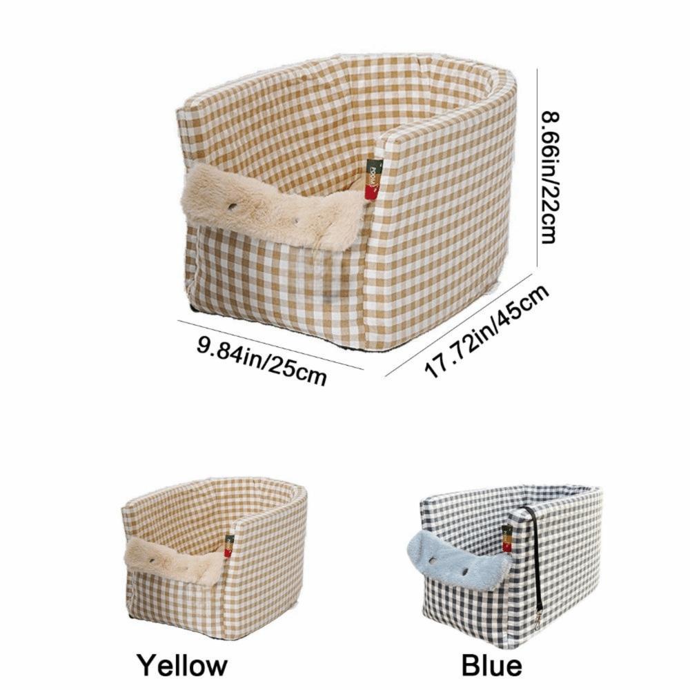 Square Pet Car Safety Seat Checkered Design Car Pet Seat Cushion Dog Car Seat  Car Transport