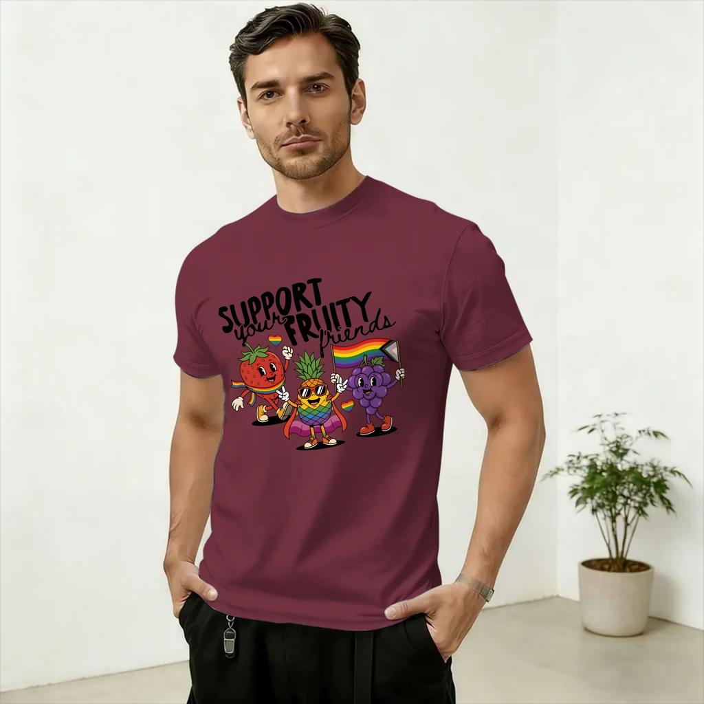 LGBTQ Support Your Fruity Friends Gay Pride TShirt Summer Trending T Shirts Unisex Pure Cotton Clothes ShortSleevedTops