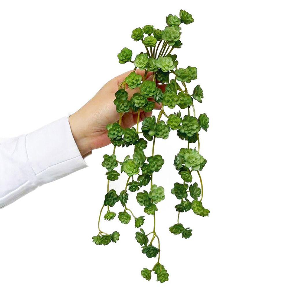 Long Artificial Plant Green Faux Copper Coin Grass Creative Succulent Plants Leaves  Home Office