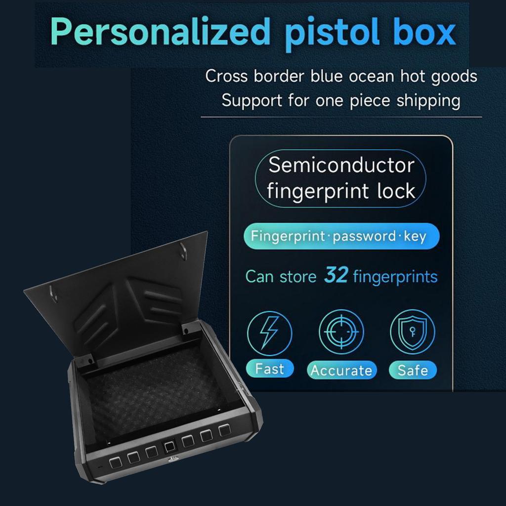 Gun Safe Box Biometric Fingerprint Key Password Access Portable Steel Security 8L Capacity