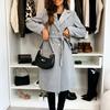 Women's Commuting Coat Winter Temperament Street Trend Solid Color Double Breasted Buckle Long Sleeve Tied Woolen Coats