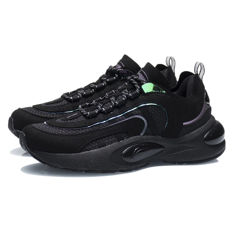 Li Ning V8 Support Cushioning Durable Low Top Running Shoes Women sneaker Black ARHQ172-5