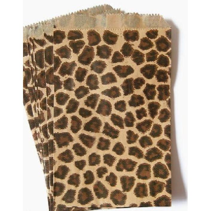 Ataqus 100 Pack Leopard Design Kraft Paper Bags, 4 x 6, Good for Candy, Cookies, Arts Crafts Items, Party Favor, Sandwich, Jewelry Merchandise