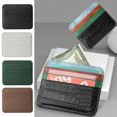 Porta carte di credito sottile minimalista in similpelle, porta carte di credito, mini tasca frontale per carte aziendali