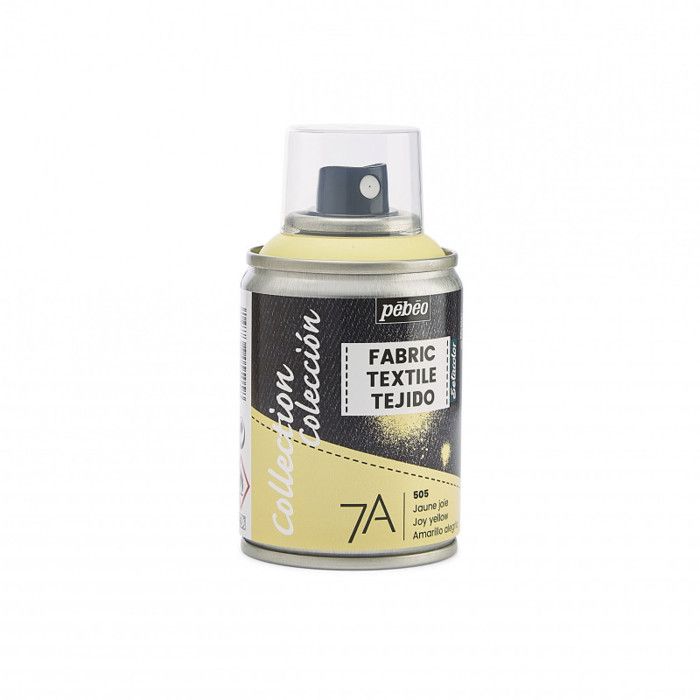 Bombe de peinture textile - Pébéo - Jaune Joie - 100ml - Sans solvant - À base d'eau