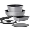 Frying Pan and Pot Set Slate IH and Gas Stove Diamond with Measuring Oven Detachable Egg Lid and Easy To Clean Series 6-Piece (DCI-S6S,