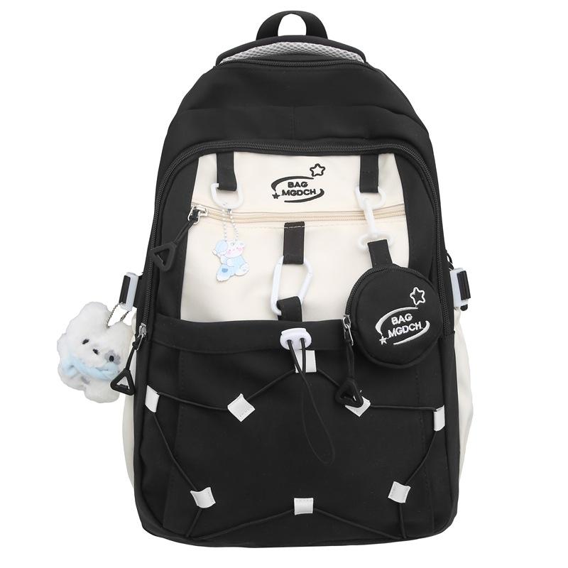 Large Capacity Simple Contrast Backpack Junior High School and High School CampusUses Style Versatile Burden-reducing High Value Backpack. Fit