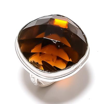 Natural Honey Topaz Gemstone Handmade 925 Sterling Silver Gift Ring Size 8 m1W40