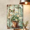 Rustic Vintage Iron Wall Sign - Flower Pot & Daisy Design, 20.32x30.48cm, Decor for Home, Cafe & Bar