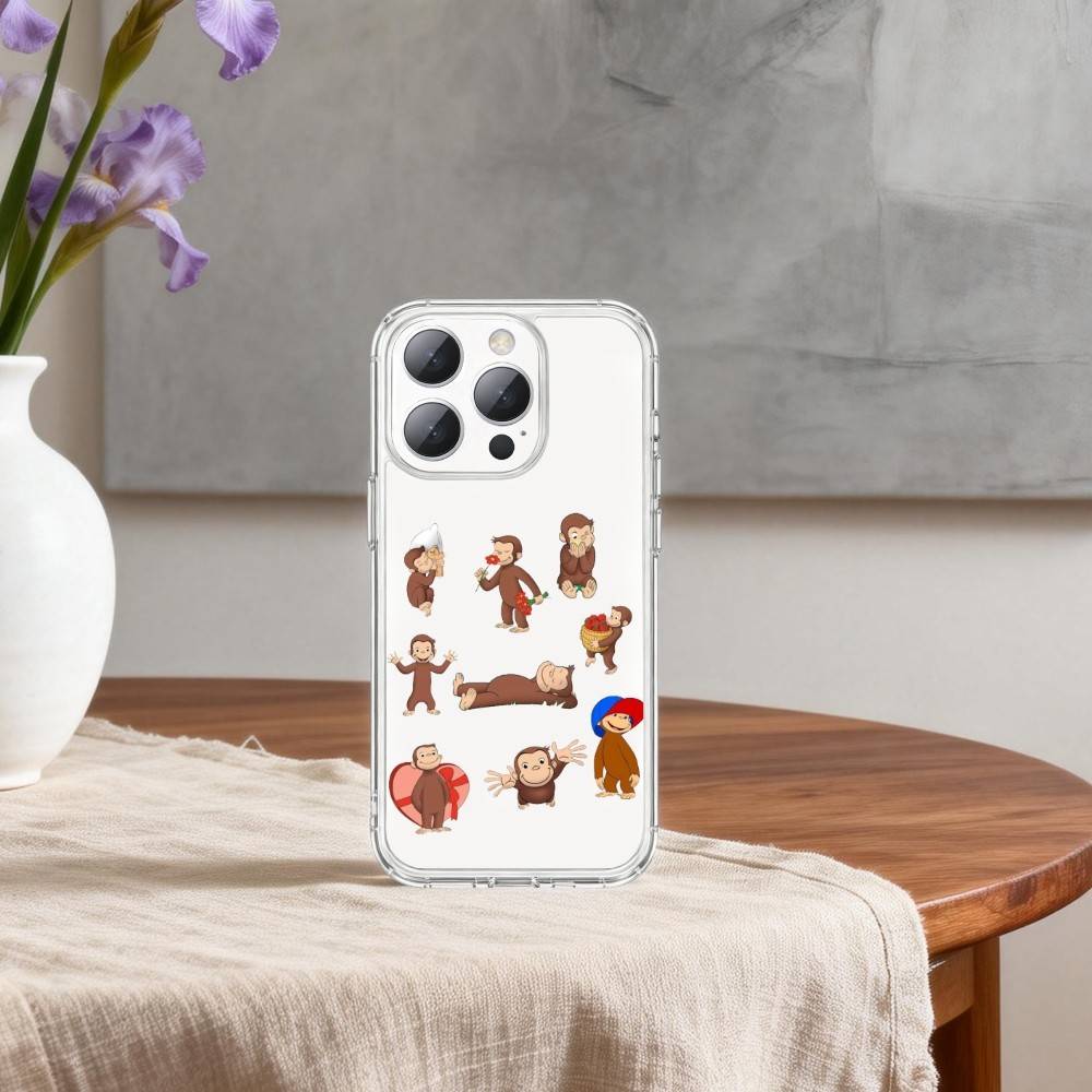 

C-Curious G-George M-Monkey Phone Case For iPhone17p,16,15,14,13Pro Max,us,Soft Silicone Transparent Cover iPhone17