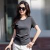 Summer Women's Solid Colour Round Neck Slim Versatile Half-sleeved Casual Cotton Short-sleeved T-shirt