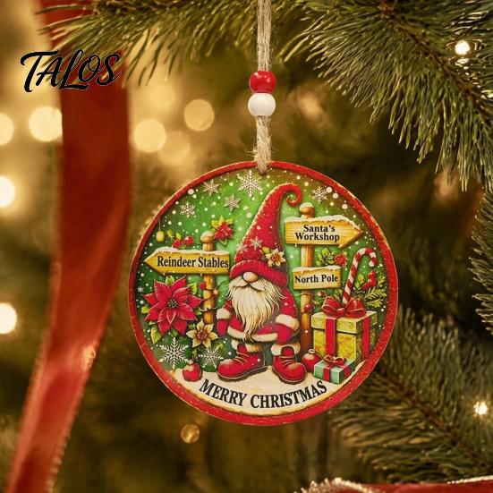 Christmas Gift Wrapping Tags Wooden Hanging Sign with Hemp Rope, Rustic Holiday Wall Decor Party Supplies for Home Decoration, Solid Wood Festive