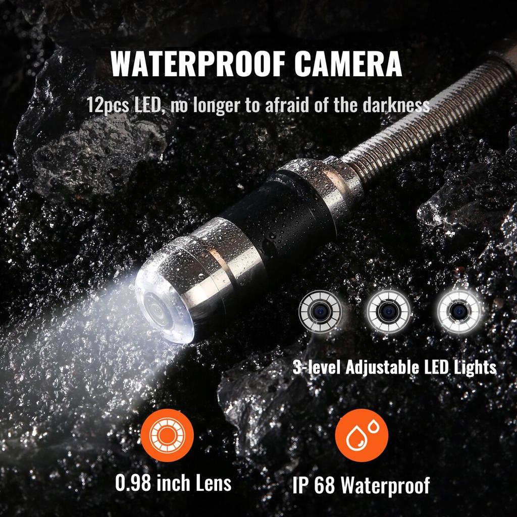 Sewer Camera Pipe Inspection Camera 7-inch Screen 1000TVL Camera 131ft