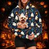 Women's Fashion Halloween Print Hoodie with Pet Pocket, Casual Pullover Sweatshirt for Fall