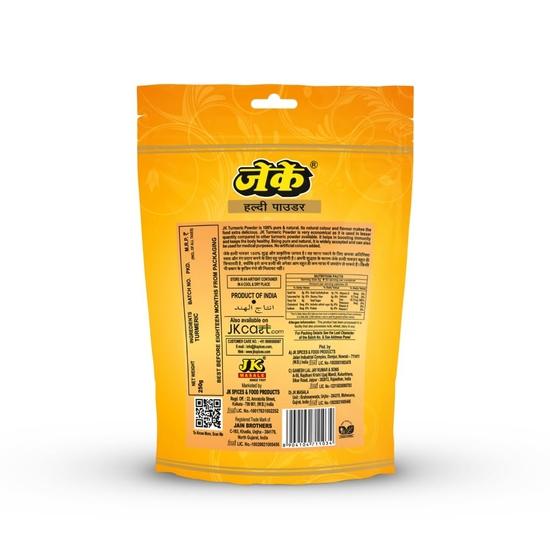 JK Haldi (Turmeric) Powder, 250 grams | Natural Golden Turmeric | 100% Vegan | NO Added Flavours and Colours | Perfect for Indian Cooking (Pack of 1)