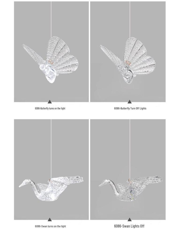 Creative Butterfly Swan Swallow Pendant Light for Bedroom or Living Room