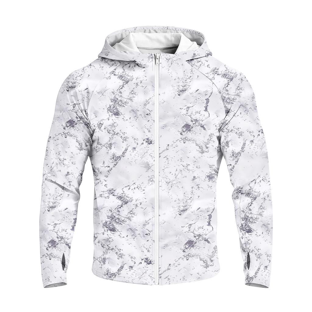 Men's Casual Raglan Sleeve Hoodie Long Sleeve Sun Protection Jacket Lightweight Breathable Outdoor Sports Windbreaker with Full Zip and Thumb Holes