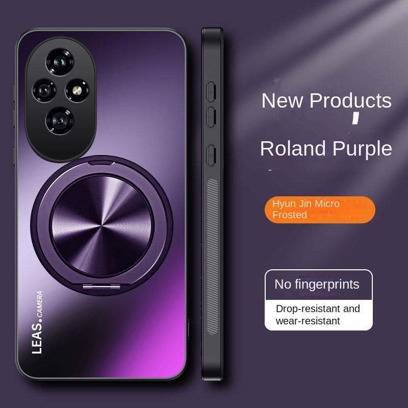 

Для Huawei Honor 200 Pro чехол жесткий матовый с кольцом-подставкой магнитный защитный чехол для задней крышки для Honor 200 100 90 80 70 60 50 For Honor 200 Pro фиолетовый