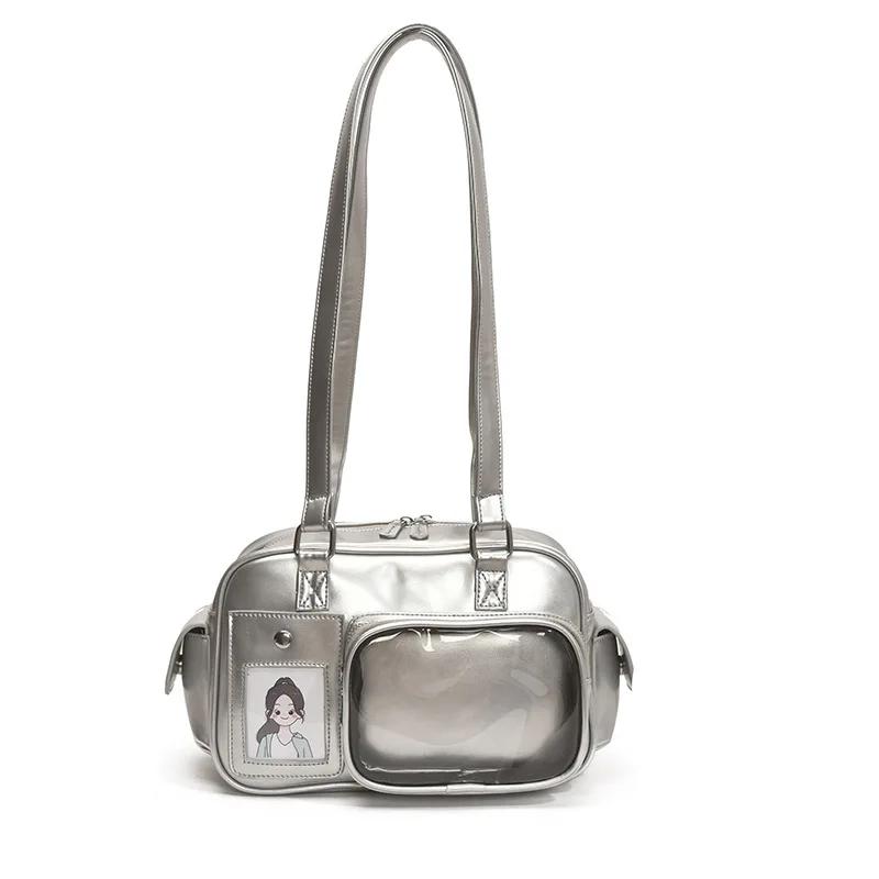 Fashion PU Designer Ladies Adjustable Backpacks Small Capacity DIY Clear Window Shoulder Bag Harajuku Women Ulzzang Y2K Ita Bags