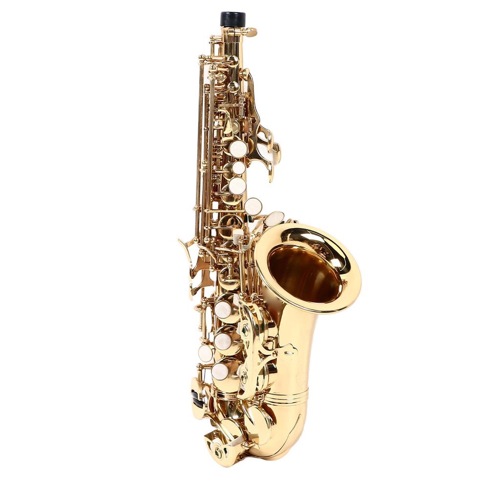 Kids Saxophone B Flat Brass Soprano Sax Instrument Set Kit for Children Beginner Practice Gold