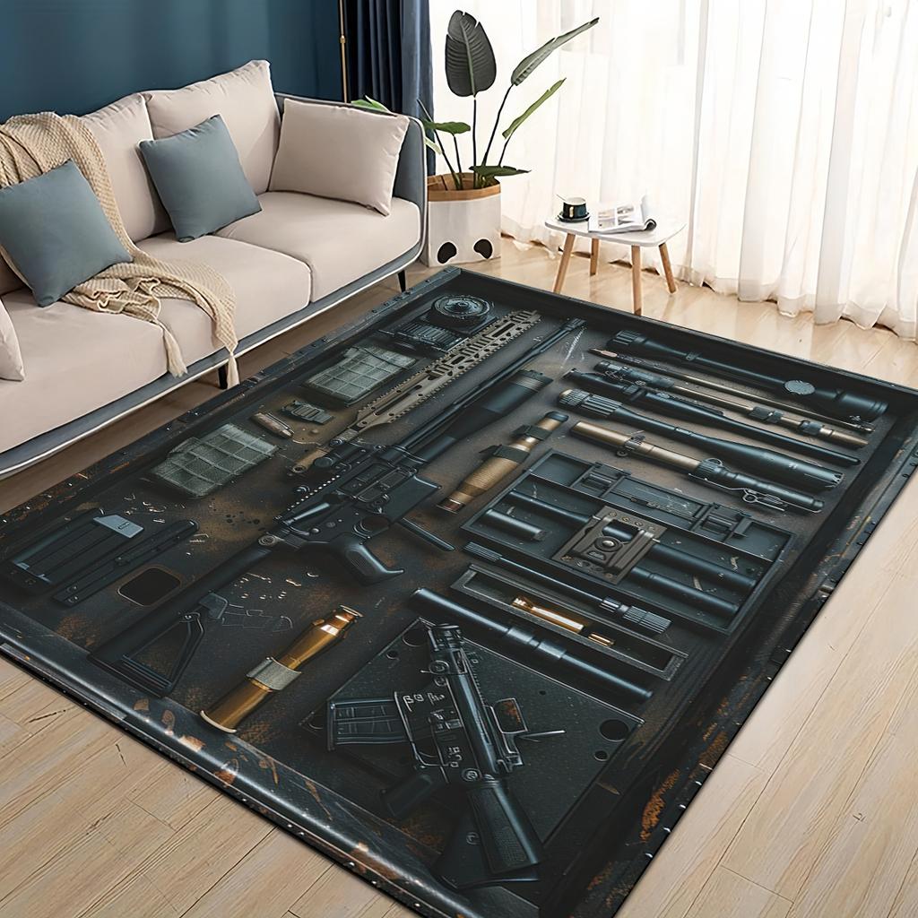 Style Military Shoot Gun Armoury Hot Weapons Rug for Living Room Bedroom Home Sofa Decoration,Kids Floor Mat