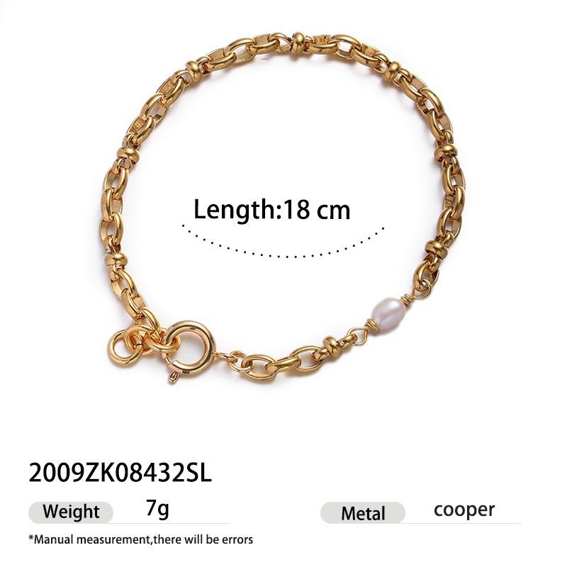 Elegant 18K Gold Plated Natural Pearl Bracelet Women Minimalist Geometric Design Fashion Jewelry 2009ZK08432SL