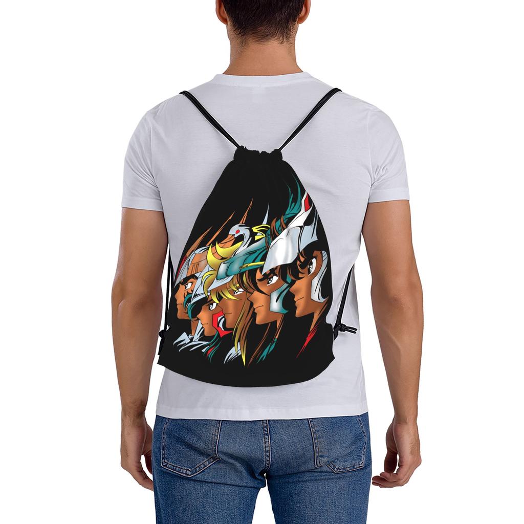 Custom Saint Seiyas Drawstring Backpack Women Men Gym Sport Sackpack Foldable Anime Shopping Bag Sack