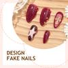 Press On Nails Medium Almond Fake Nails with Designs Reusable False Nails Press Ons Glossy Full Cover Acrylic Glue On Nails Stick On Nail for Women
