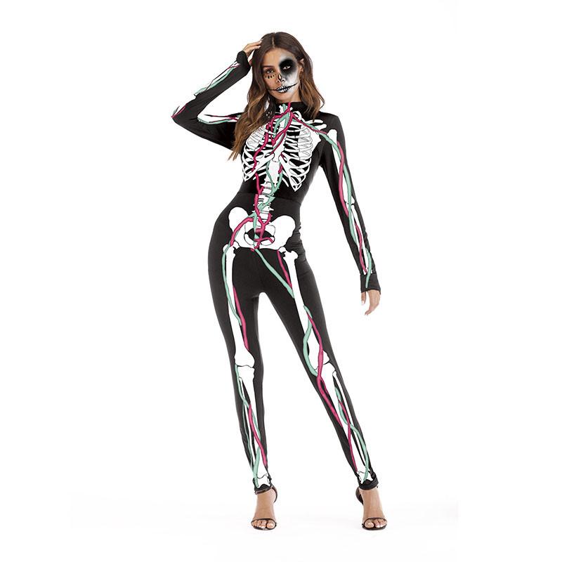 

Women Halloween Scary Skull Skeleton Jumpsuit For Ghosts Festival Cosplay A,L/XL