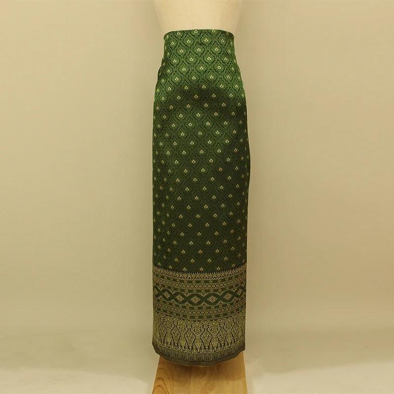 50X100Cm Dai Thai Ethnic Traditional Costume Fabric Southeast Asia Brocade Woven Straight Skirt Sew Diy Fabric Skirt Tube Dress