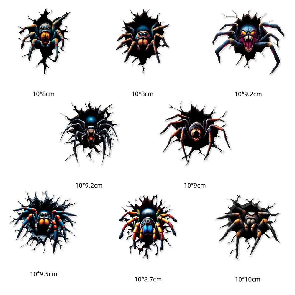 5Pcs Self Adhesive Spider Stickers Irregular Shape Vehicle Decals Halloween Decoration