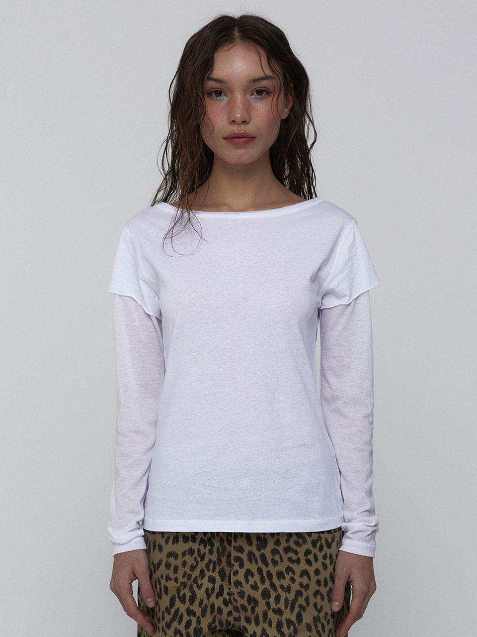 Visus Layered Long Sleeve Top_White Charcoal