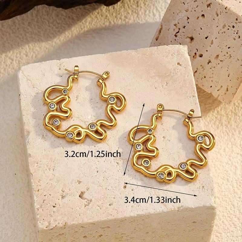 Fashion Irregular Geometric Line Hoop Earrings Stainless Steel Colorful Earrings Suitable For Woman Daily Wear Party Gifts