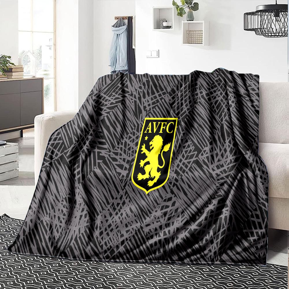 Aston Villa Crest Design Flannel Blanket, Soft Polyester, Modern Design, All-Season for Camping, Travel, Gifts for holidays or birthdays