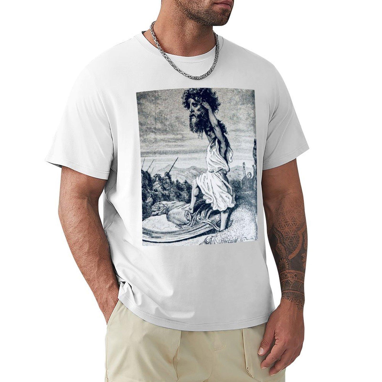 David and Goliath  1885 Holy Bible Illustration TShirt oversizeds customizeds oversize tshirts man compression shirt men S