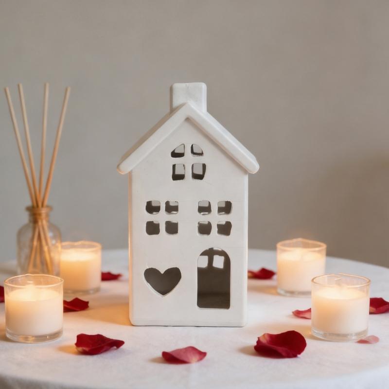 Hollow Mini House Tealight Candle Holders,Decorative Candle Holders for Table Centerpieces Christmas Home Decorations