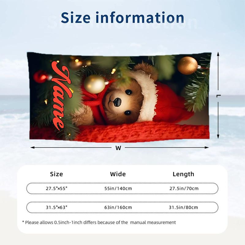 Christmas Atmosphere Custom Name Printed Beach Towel Personalized Soft Towel For Swimming Beach Travel