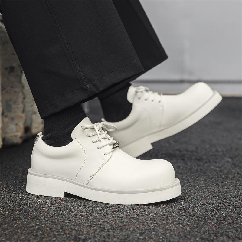 Frühling 2024 neue Herrenschuhe mit runder Spitze, trendig, vielseitig, im britischen Stil, niedriger Absatz, Arbeitsschuhe 166166-J