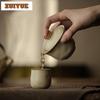 120ml Coarse Pottery Handmade Covered Bowl Japanese Boutique Small Gaiwan Elegant Tea Tureen Tea Maker Drinkware Collection Gift