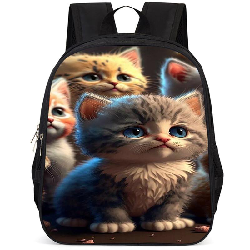 Adorable Cat 15-inch Large Capacity School Backpack Lightweight Oxford Fabric